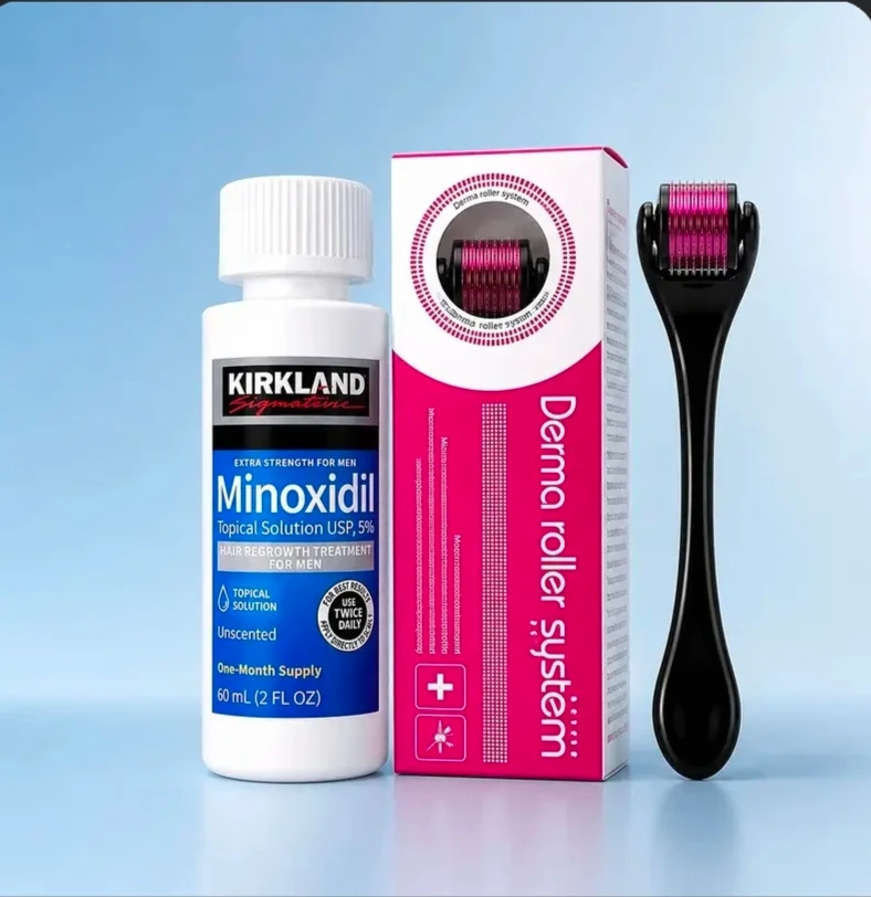 Kirkland Minoxidil 5% with 540 Needles Derma Roller Combo - Hair & Beard Regrowth Kit - Image 3