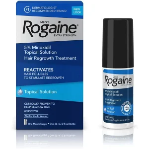 Men's Rogaine Extra Strength 5% Minoxidil Topical Solution (60ml) – One Month Supply Hair Regrowth Treatment