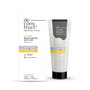 Deconstruct 2-in-1 Moisturizer with SPF 50 PA++++ (50g) – Lightweight, Non-Oily Hydration for Oily & Combination Skin