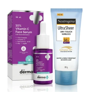 Vitamin C Face serum & Neutrogena Dry Touch sunblock