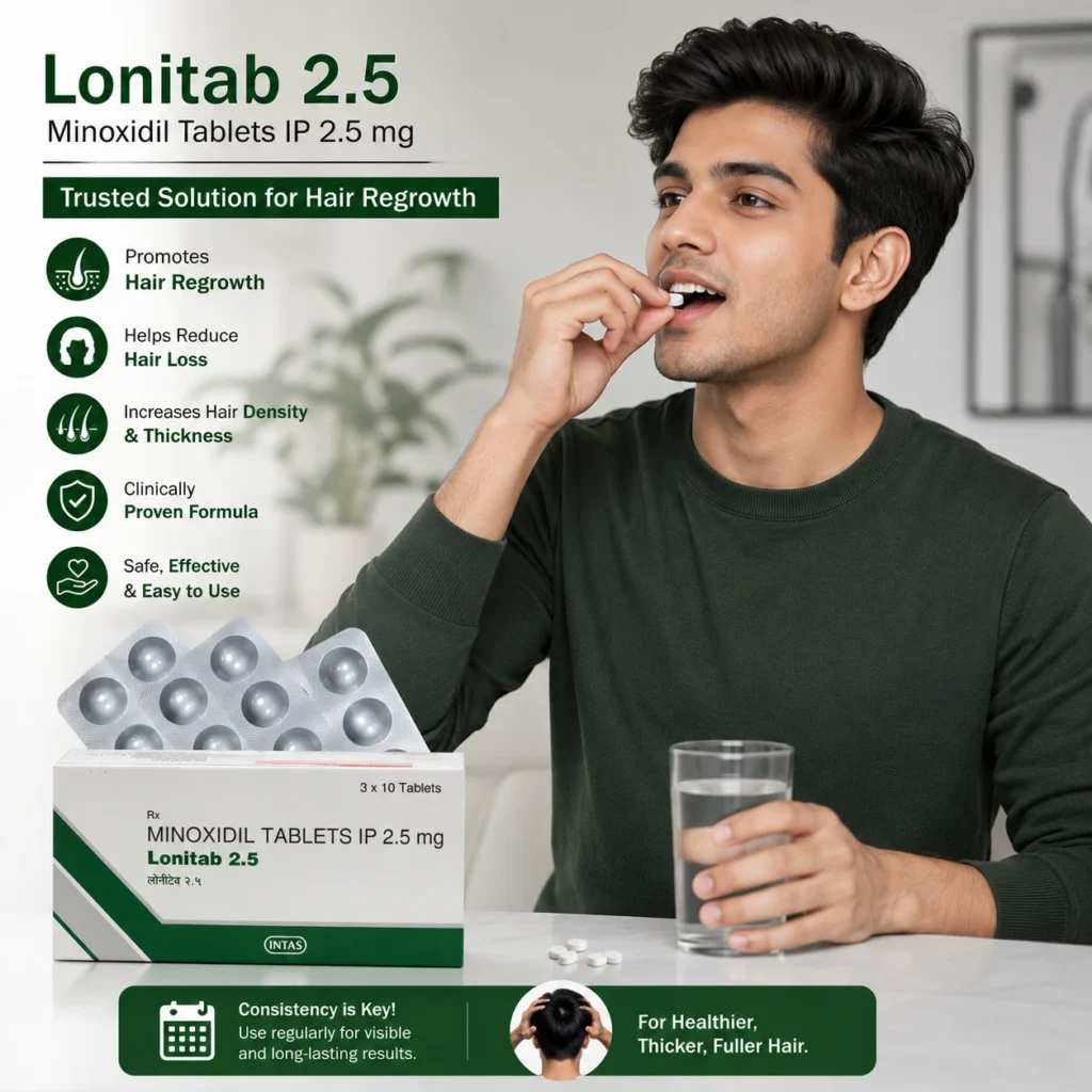 Lonitab 2.5 Minoxidil Tablets for hair loss and hair regrowth