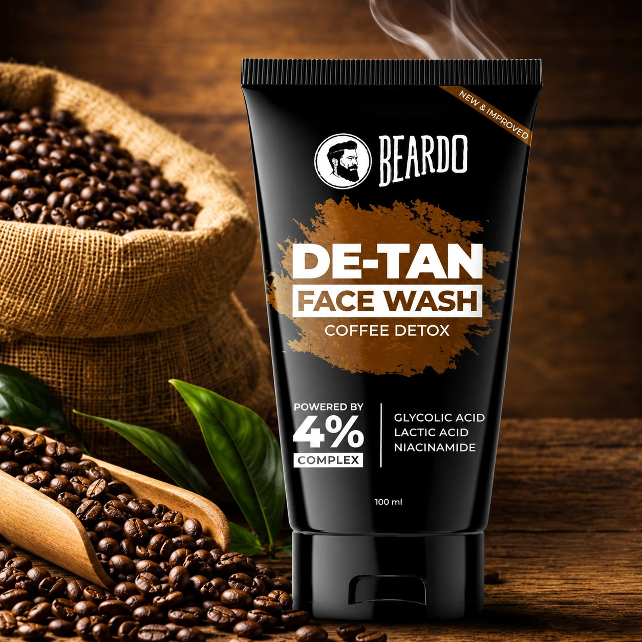 Beardo De-Tan Face Wash 100ml Coffee Detox with Glycolic Acid, Lactic Acid & Niacinamide Price in Bangladesh