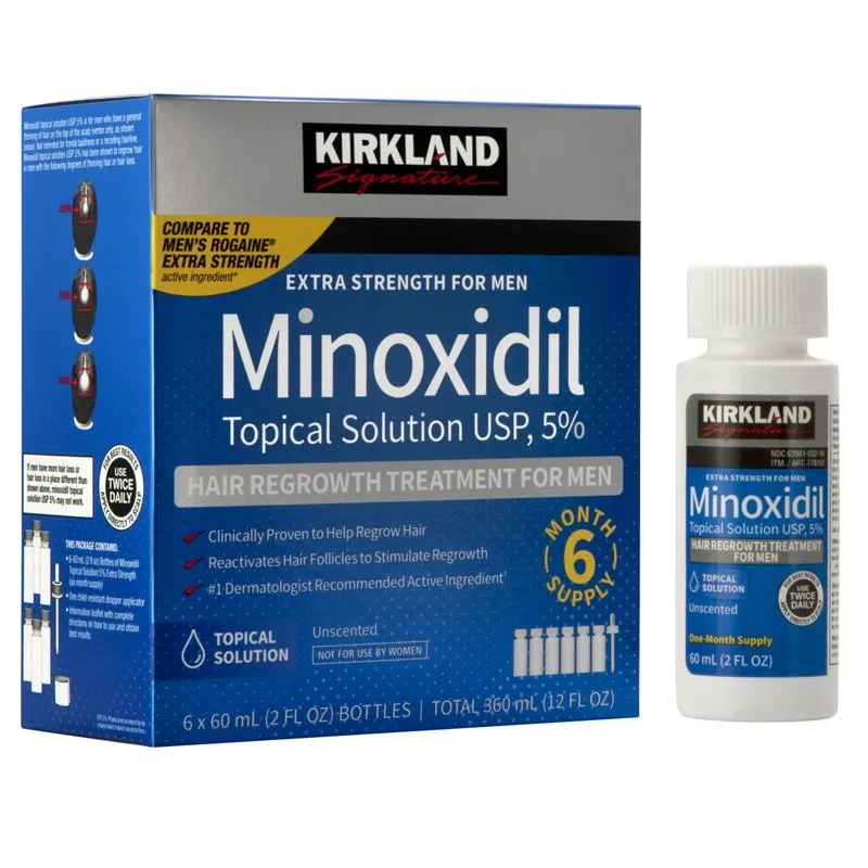 Kirkland Minoxidil 5% Extra Strength hair regrowth treatment bottle — original product available in Bangladesh