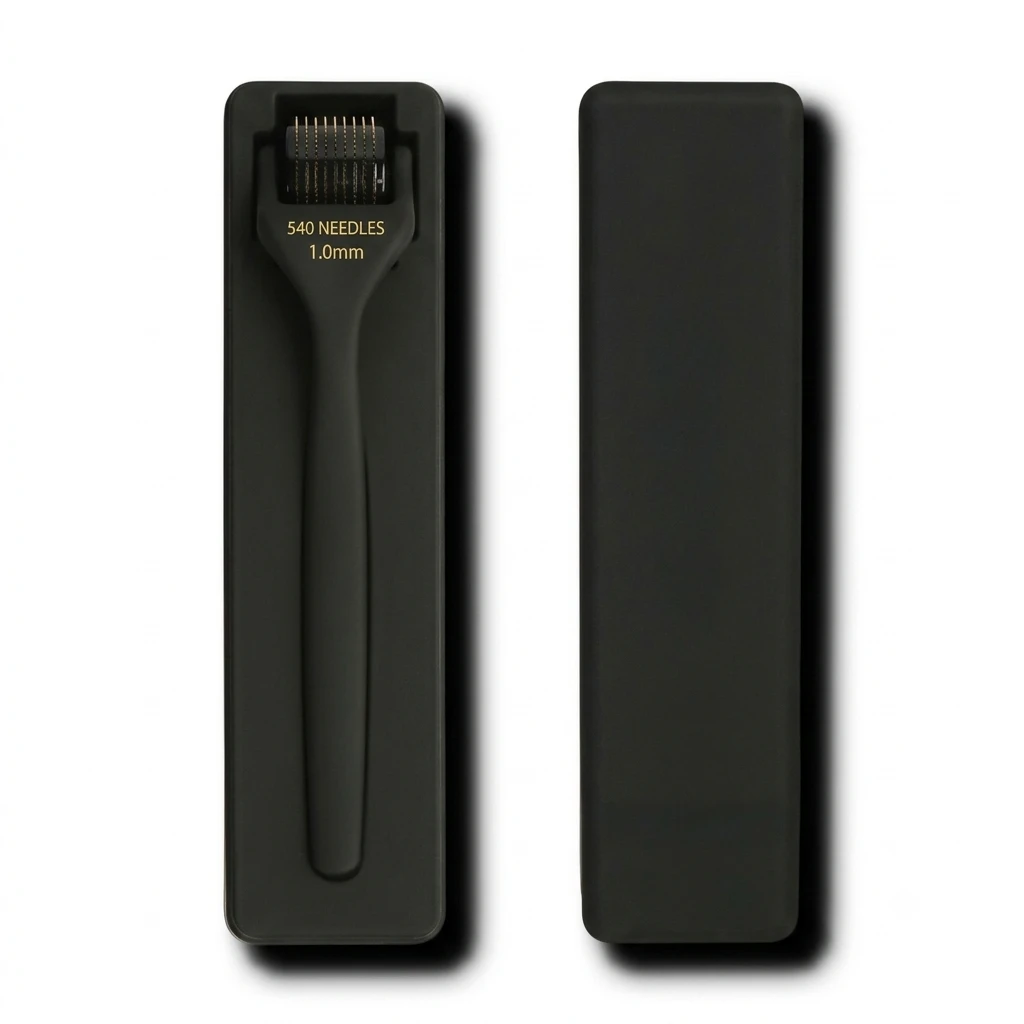 Black Matte Premium 540 Titanium Needle Derma Roller – Skin, Beard & Hair Rejuvenation Tool