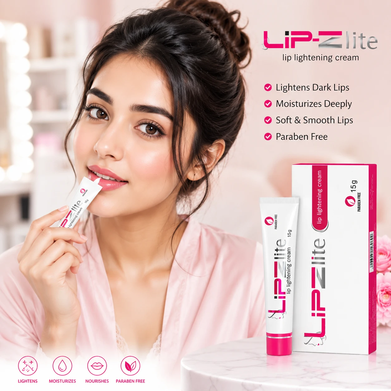 Lip-Zlite Lip Lightening Cream helps moisturize lips and improve the appearance of dark lips with a paraben-free formula.