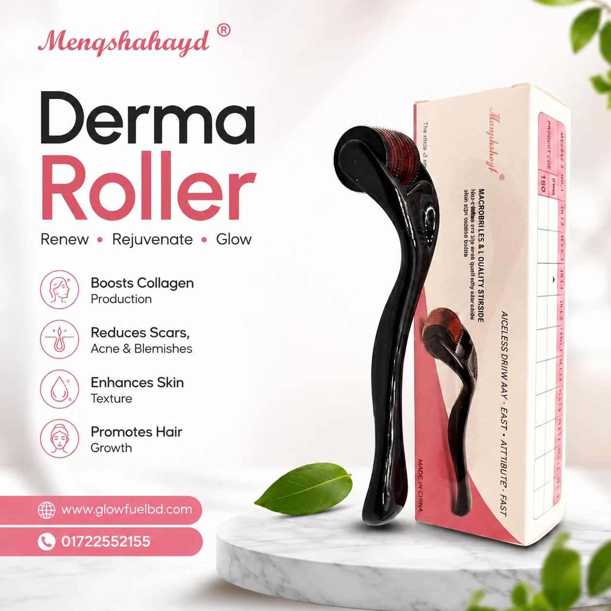 Menqshahayd Dermaroller 540 Micro Needle Facial Roller - Image 3