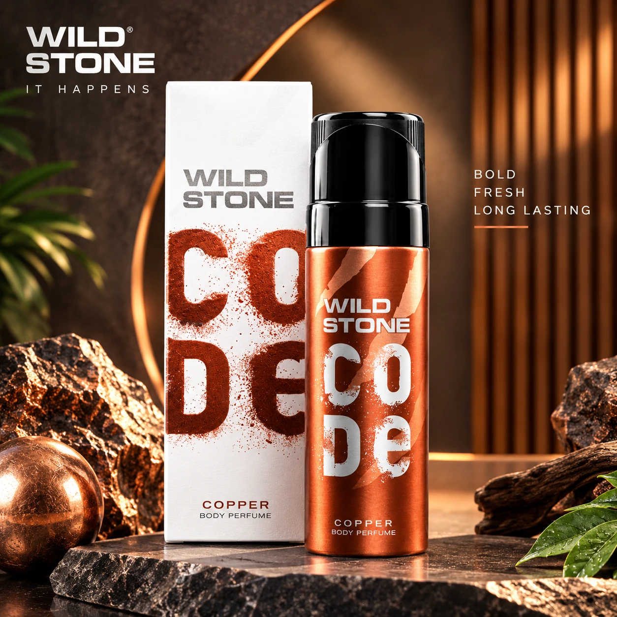 Wild Stone Code Copper Body Perfume 120ml bottle and box