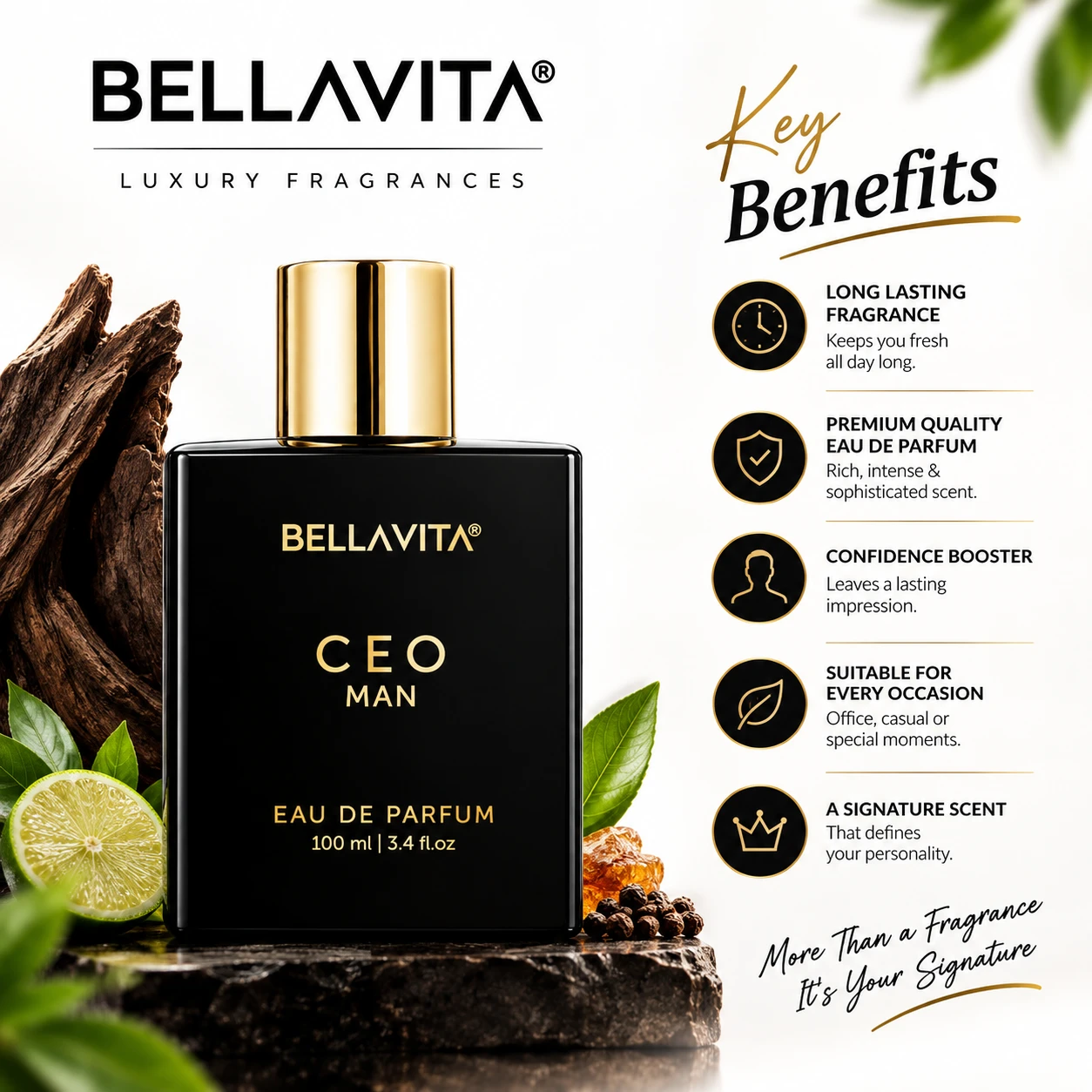 BellaVita Luxury CEO Man Perfume 100ml - Image 3