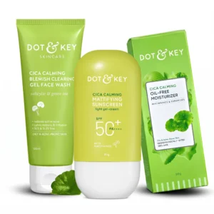Dot & Key Cica Green Tea Skincare Combo Set for Oily & Acne-Prone Skin (3-in-1 Kit)