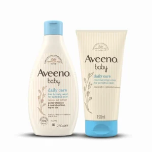 Aveeno Baby Daily Care Combo – Hair & Body Wash 250ml + Moisturising Lotion 150ml for Sensitive Skin