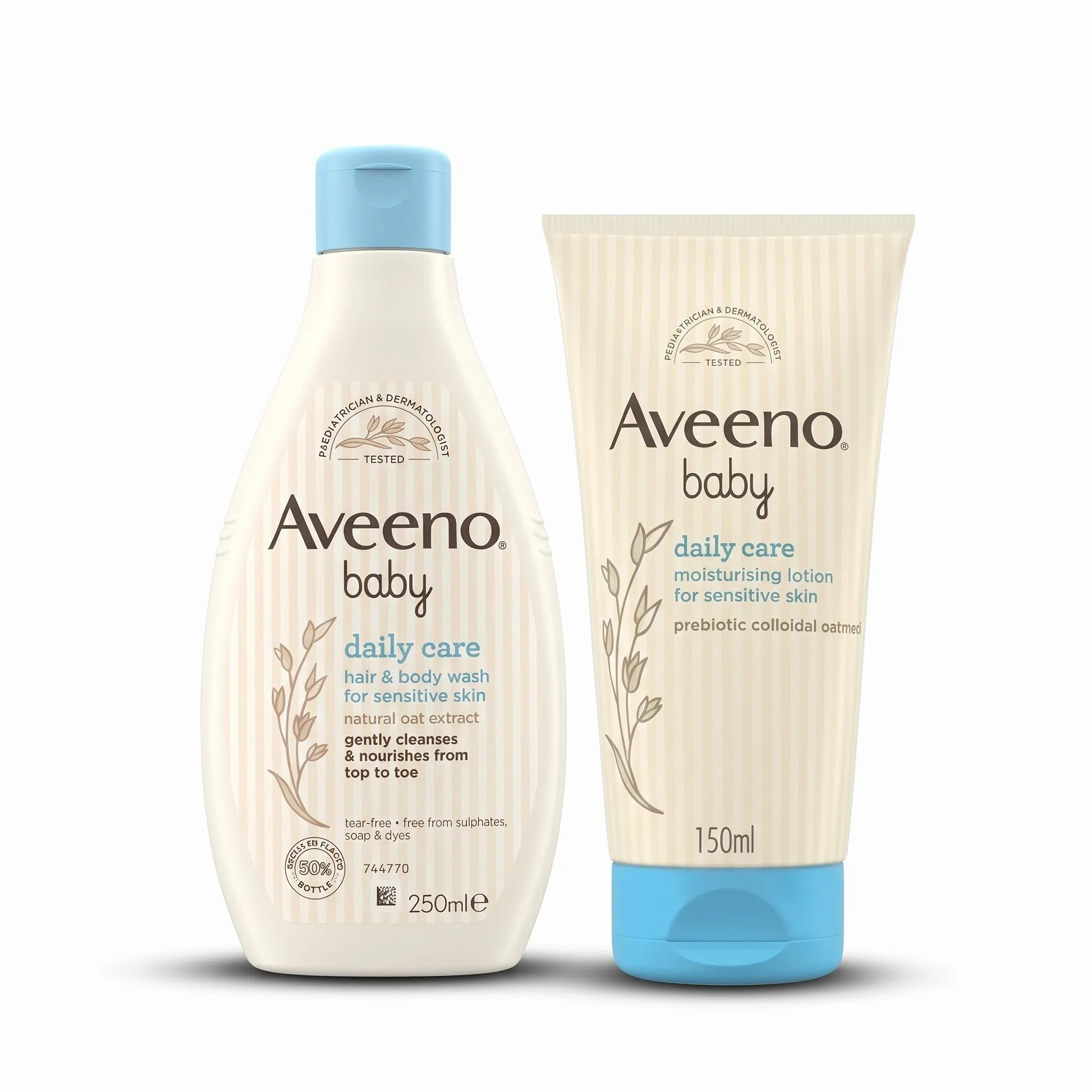 Aveeno Baby Daily Care Combo – Hair & Body Wash 250ml + Moisturising Lotion 150ml for Sensitive Skin